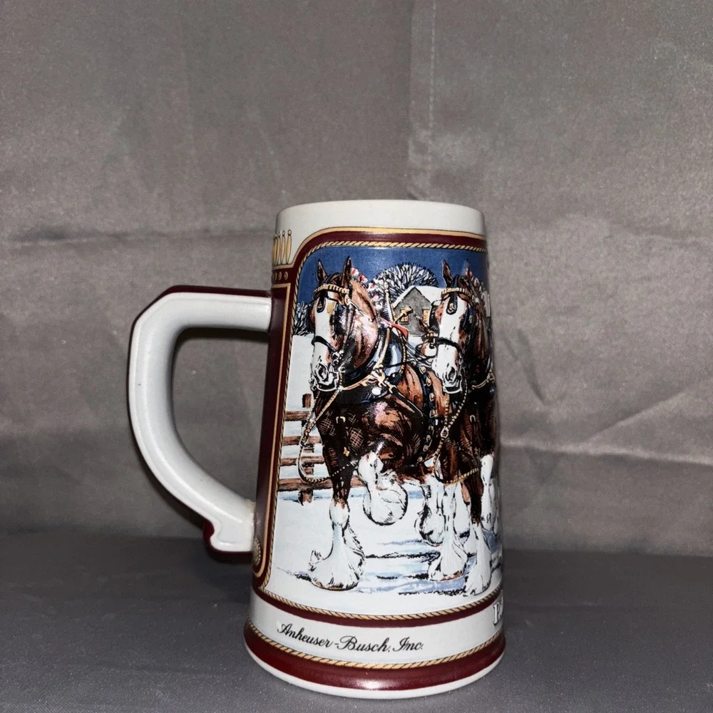Vintage 1989 Anheuser-Busch Budweiser Clydesdale Collector Series Beer Stein Mug